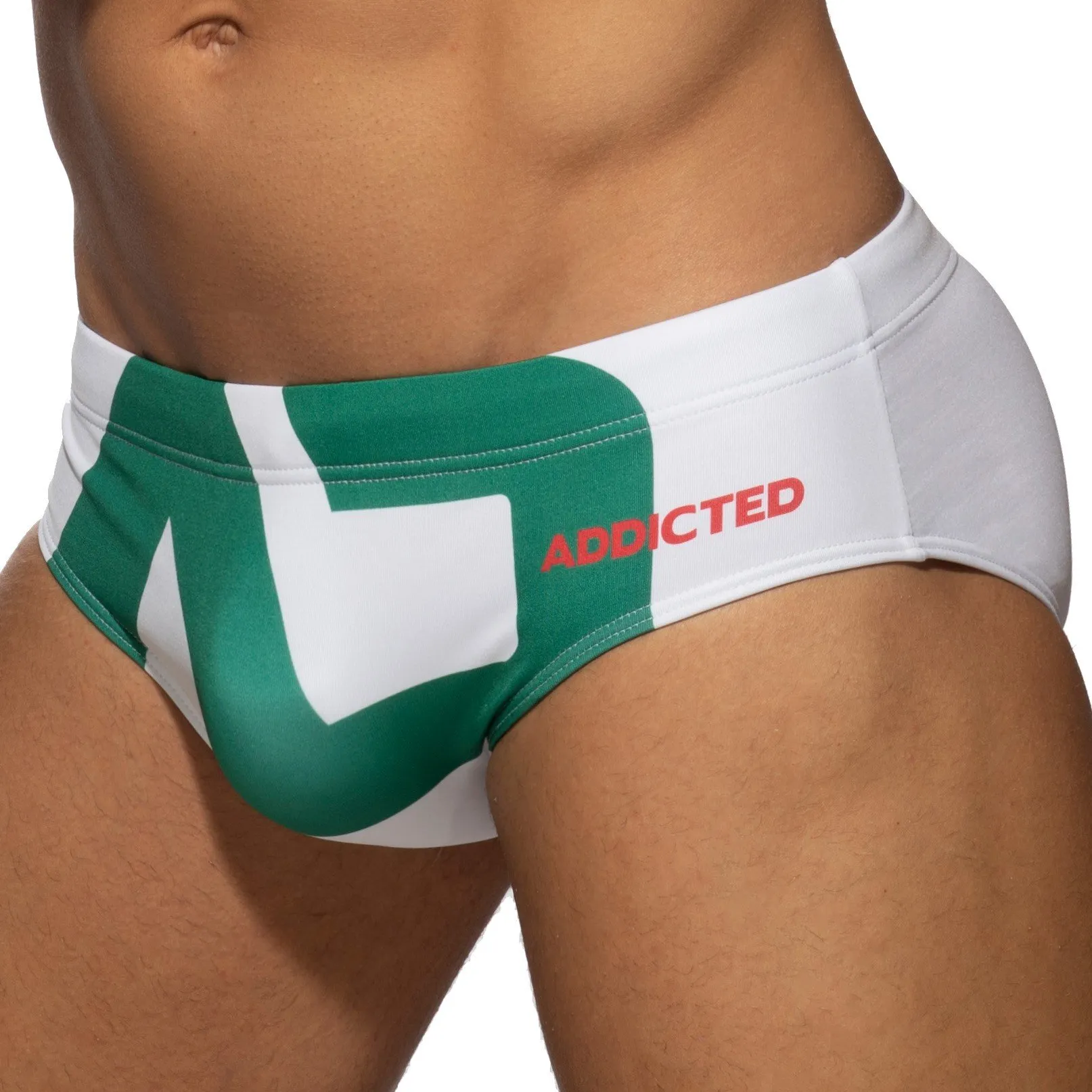 ADDICTED large logo swim brief - white - sale ADDICTED swim brief.