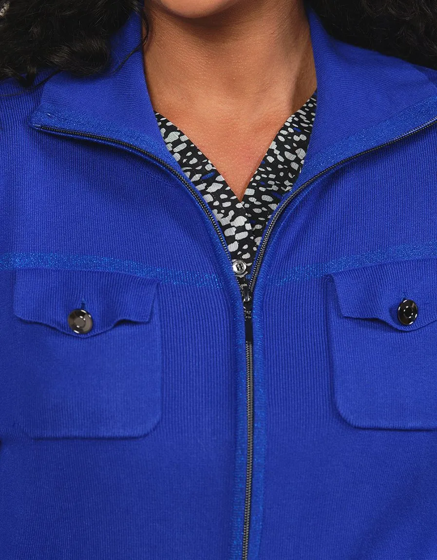 Blue High Neck Vest - Vests