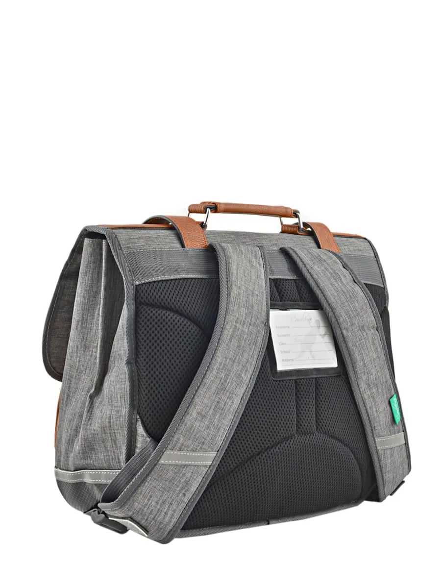 Cartable Gris 38cm idéal CP, CE1, CE2 Vintage Chiné