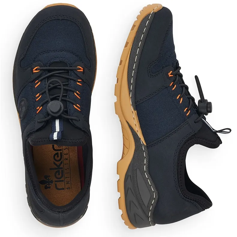 Comfortable slip-on navy blue sports shoes for women, Rieker M0564-14.