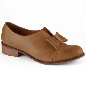 Brown leather slip-on shoes for women by Dolce Pietro.
