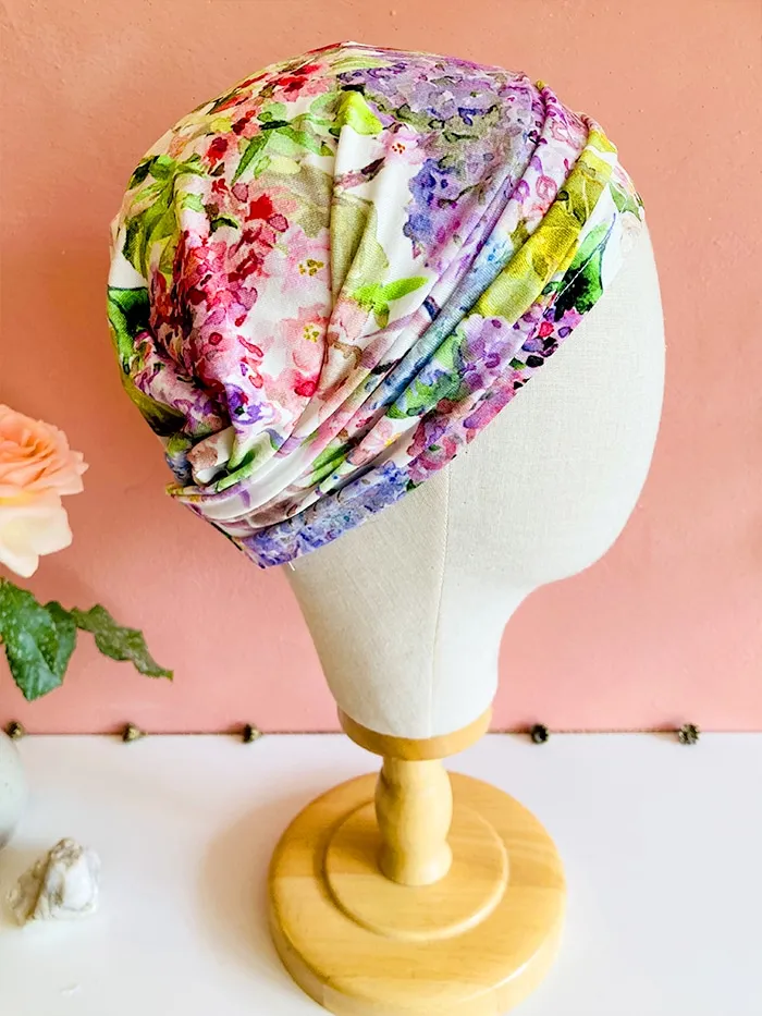 Chemo Headband with Flowers for Alopecia and Hair Loss - Velcro Closure