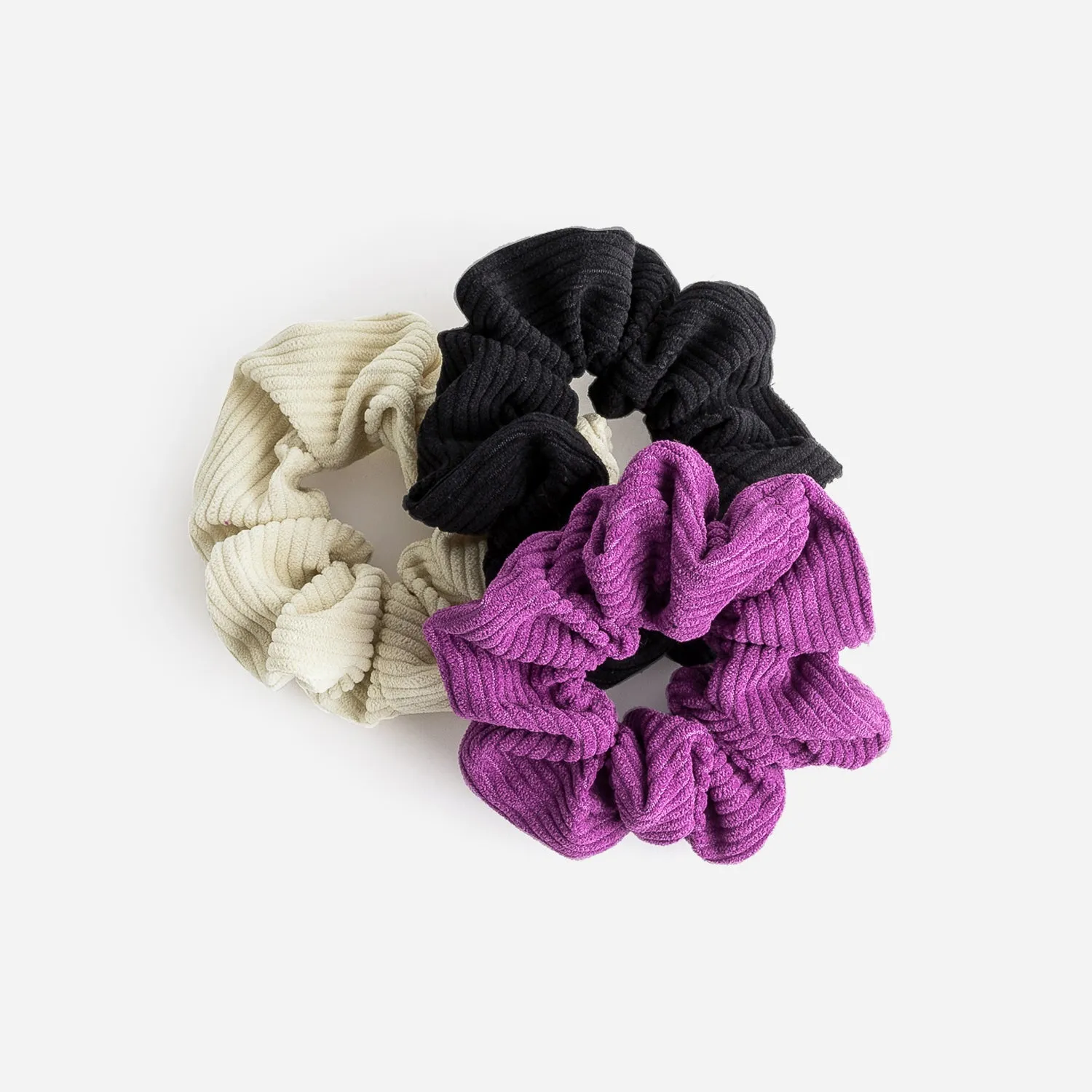 Chouchous velours côtelé écru violet noir - Eram Accessoires