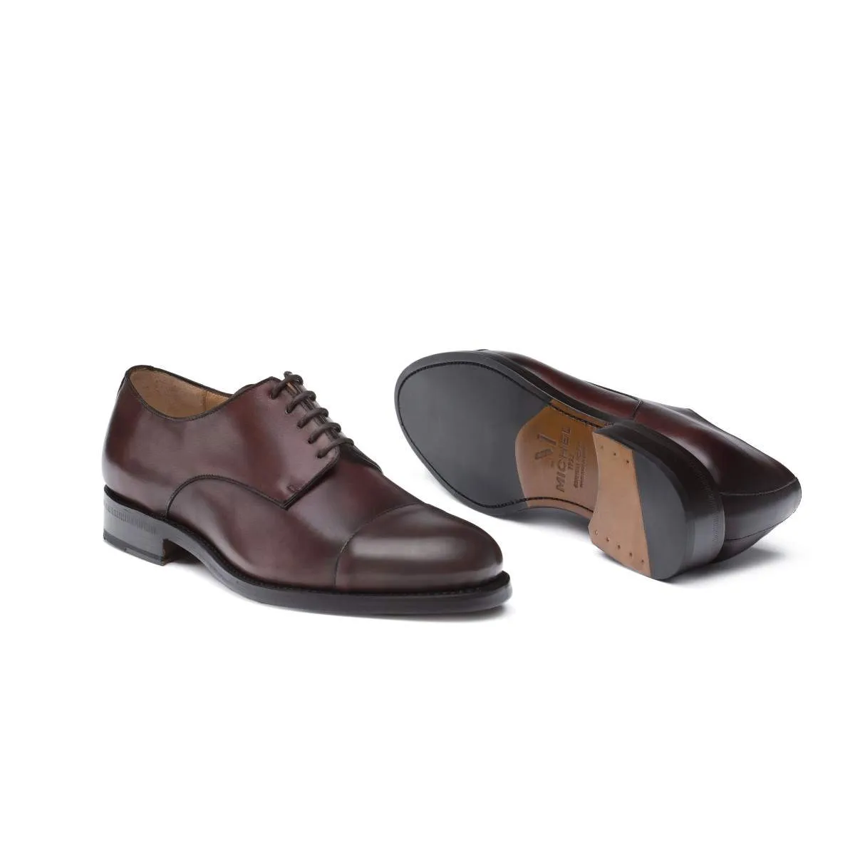 Derbies homme en cuir patiné - Marron