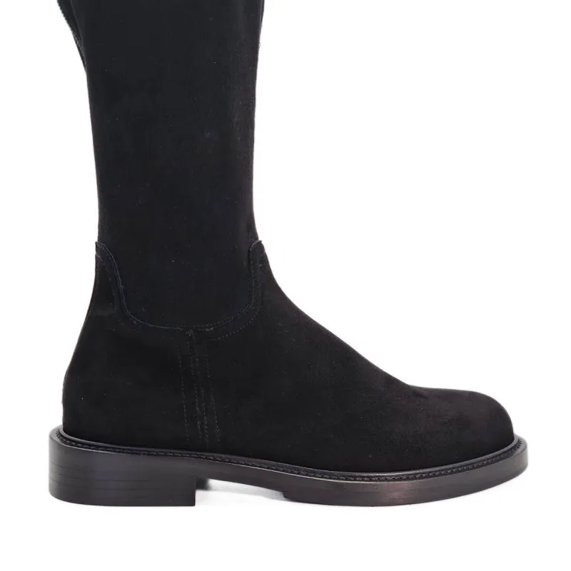 Elegant Black Velvet Over-The-Knee Boots - Guglielmo Rotta - Shoes
