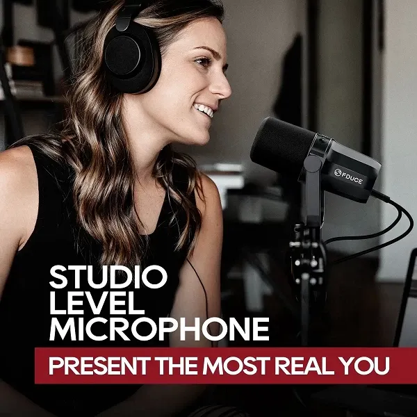 FDUCE Dynamique Microphone SL40X/SL40 En Métal Intégré Sortie Casque Isolation Sonore Pour Podcasts, Diffusion En Direct et Jeux