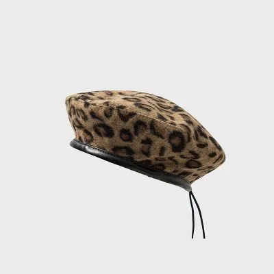Leopard print women's beret.