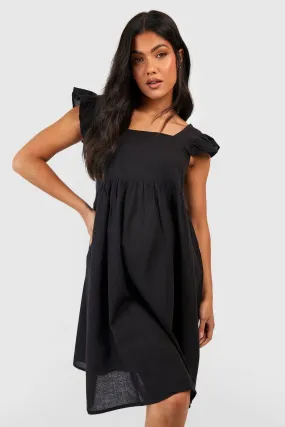 Maternity - Linen Pregnancy Dress with Ruffles