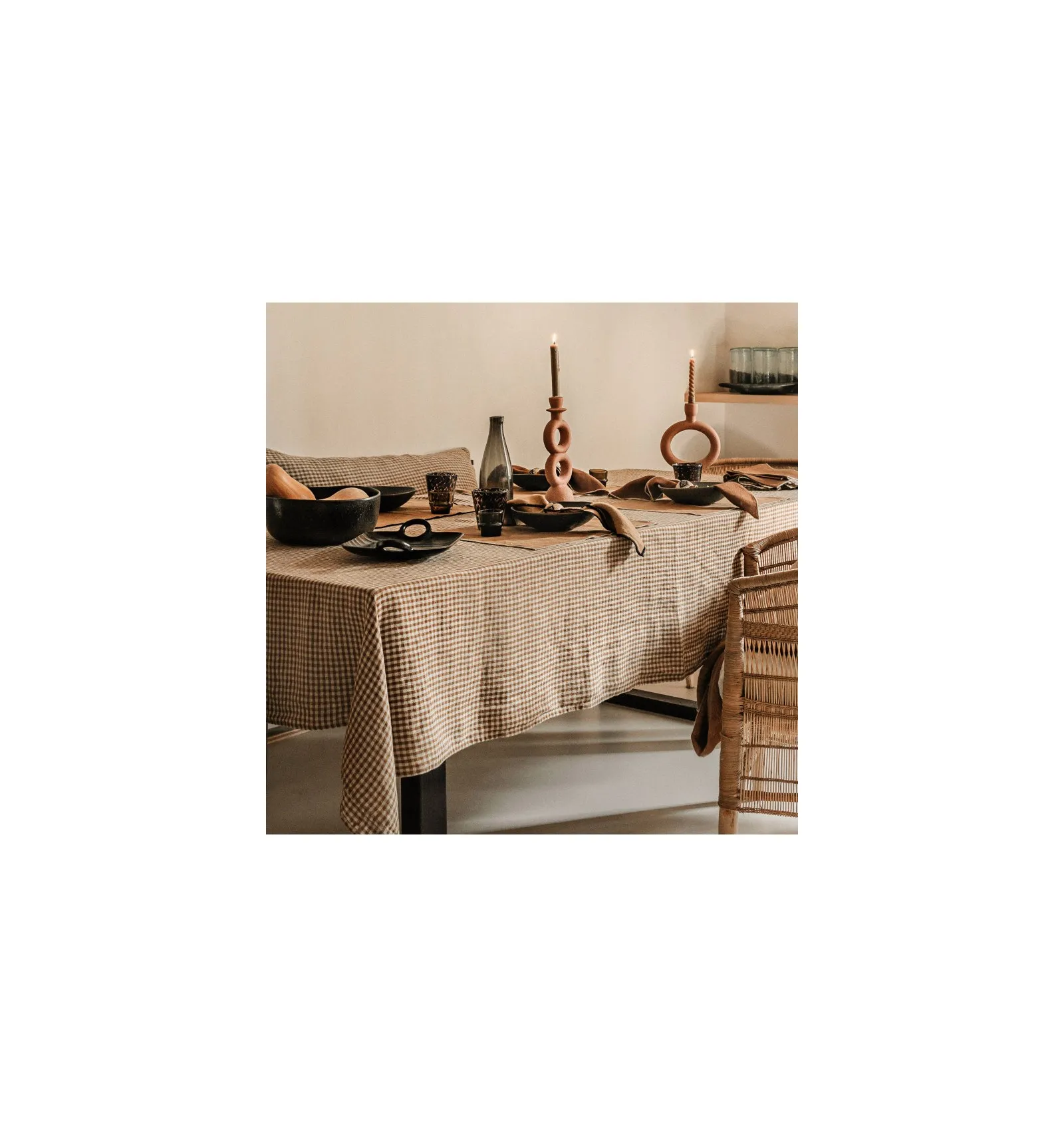 Piana Linen Tablecloth 160x250 - Khaki