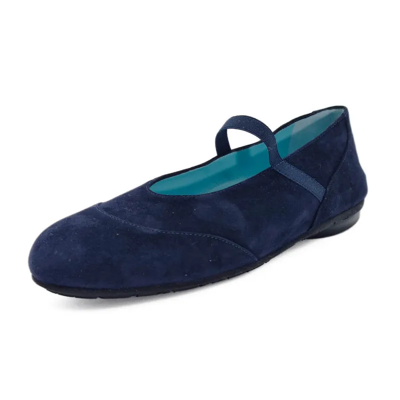 Navy Velvet Comfortable Ballerina Shoes by Thierry Rabotin