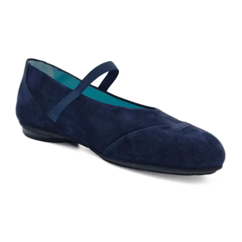 Navy Velvet Comfortable Ballerina Shoes by Thierry Rabotin