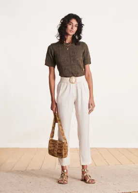 Pantalon fluide écru en lyocell