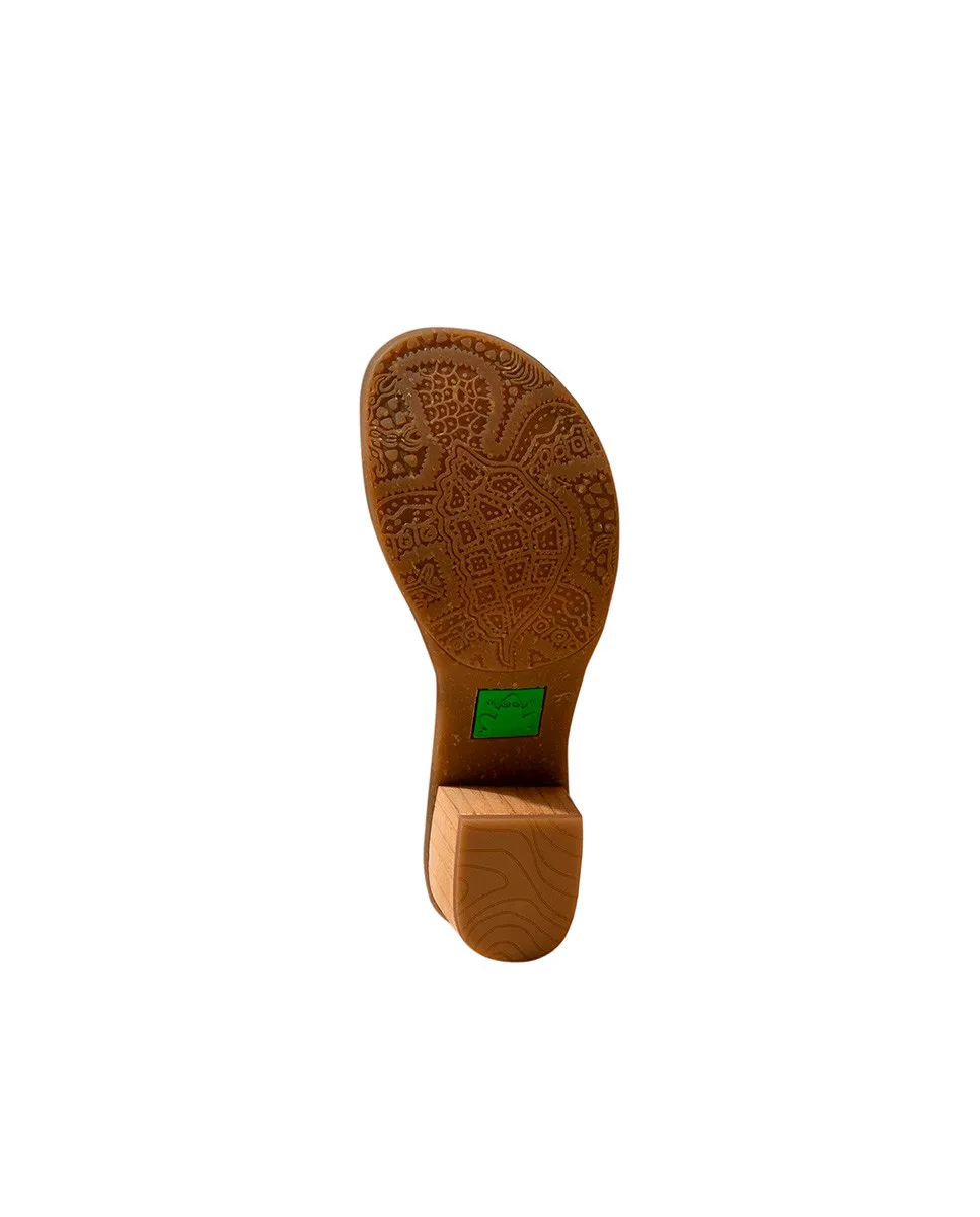 Comfortable Wooden Heel Sandals with Recycled Fabric Lining - Yellow