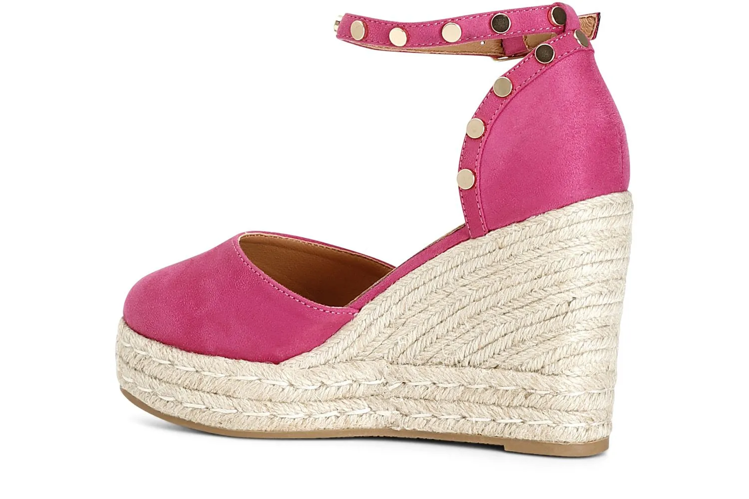 sandales en tissu et semelle compensée en corde hot pink - CafèNoir