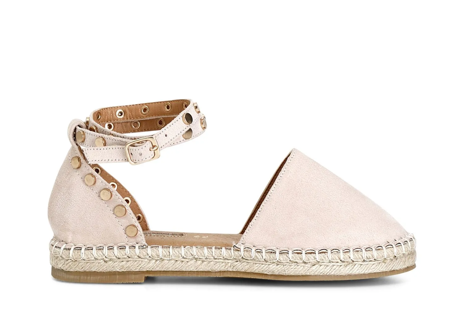 CafèNoir fabric sandals with rope base in powder color.