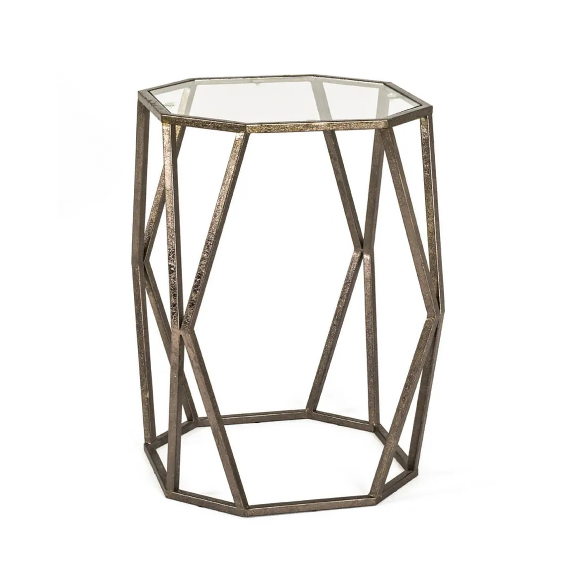 Table d'appoint design en Verre trempé et en Métal Bronze | 3 Suisses
