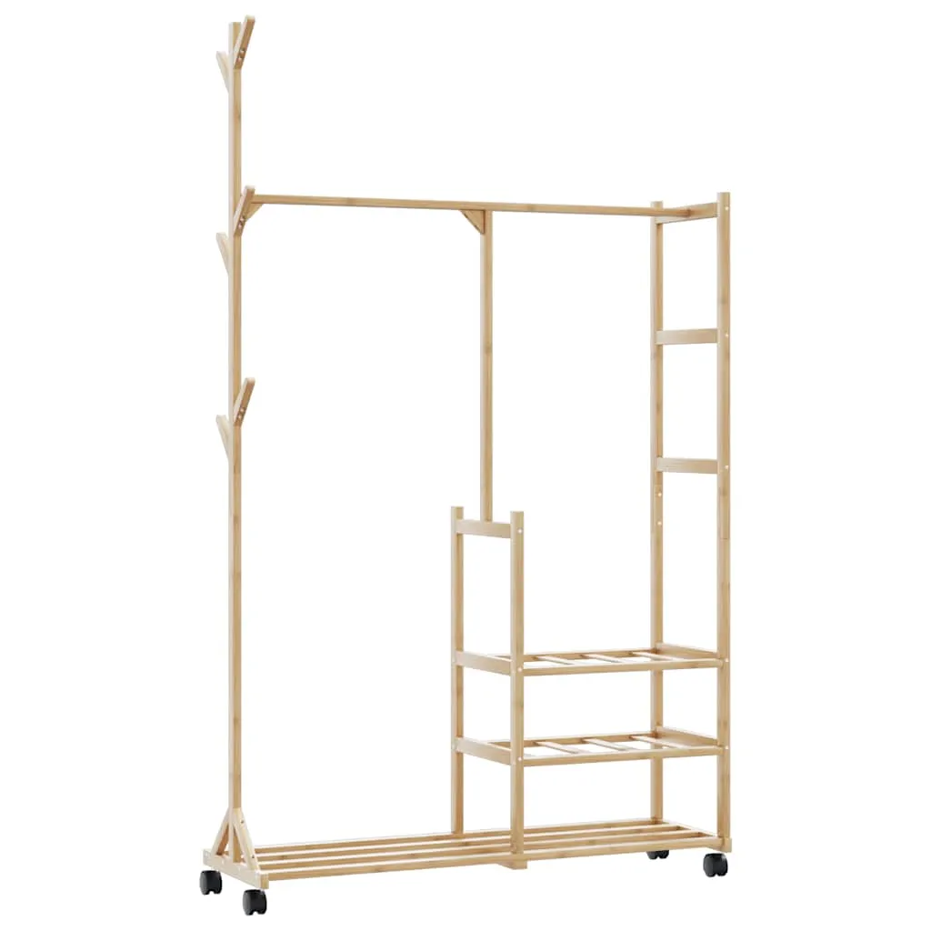 vidaXL Porte-vêtements et étagères et roulettes 100x38x175,5cm bambou 