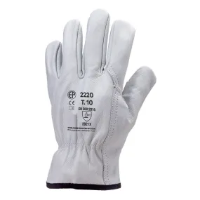 White cowhide leather handling gloves EUROSTRONG 2220 standard (Pack of 10)